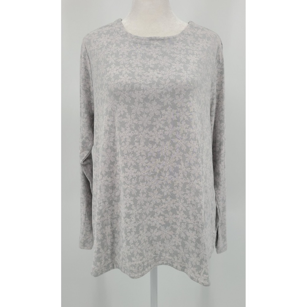 J Jill Women Tee Shirt XL Pima Cotton Crewneck Snowflakes Casual Comfy Everyday